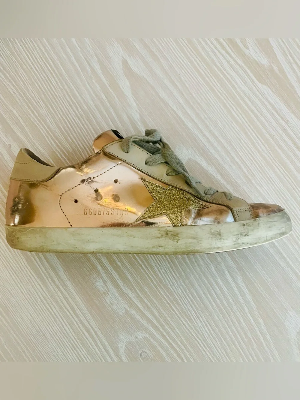 Golden Goose Superstar Rose Gold Metallic Low-Top Sneakers Size 38